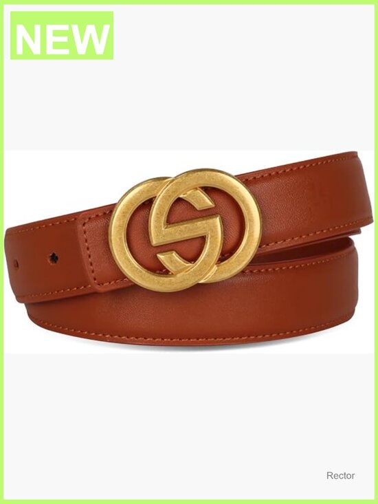 Women\'s Dress Belt Set Double Circle Buckle PU Leather main image 5
